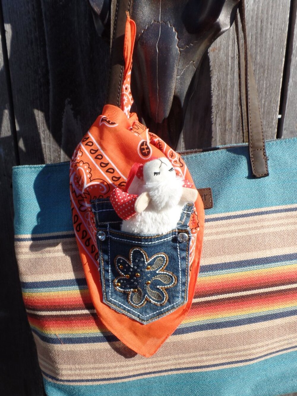 Hand Crafted Triangle Bandana Useable Pocket Neckerchief Scarf ORANGE